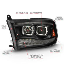 Load image into Gallery viewer, ANZO 2009-2018 Dodge Ram 1500 Led Projector Plank Style Switchback H.L Halo Black Amber (OE Style) - Corvette Realm