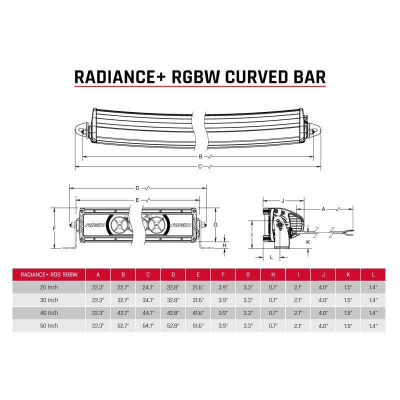 Rigid Industries Radiance+ Curved 20in. RGBW Light Bar - Corvette Realm