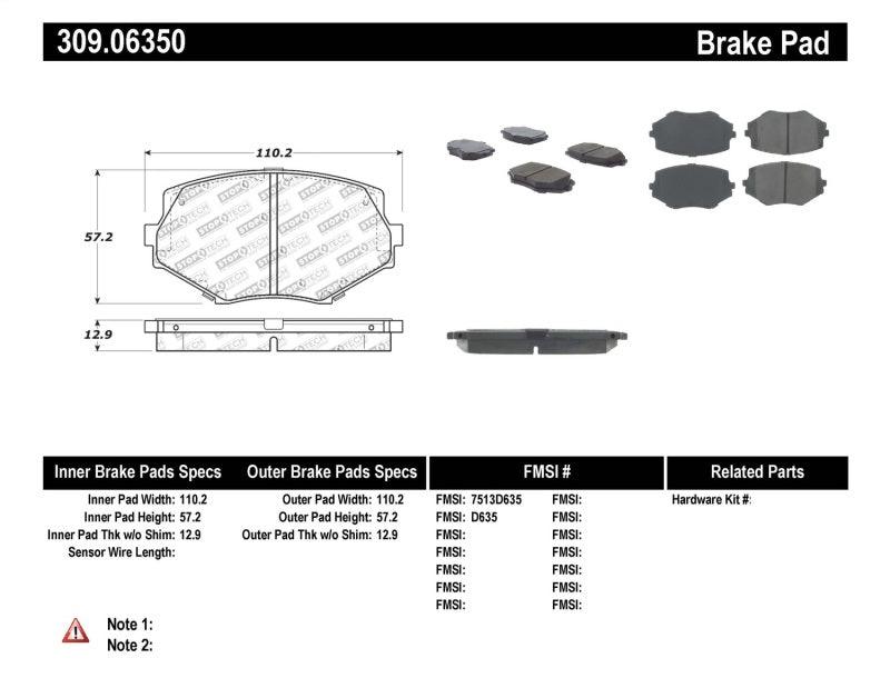 StopTech Performance 94-97/99-05 Miata w/Normal Suspension Front Brake Pads D635 - Corvette Realm