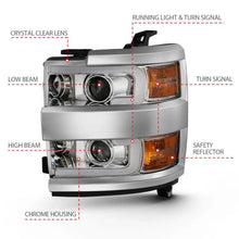 Load image into Gallery viewer, ANZO 2015-2016 Chevrolet Silverado Projector Headlights w/ Plank Style Design Chrome w/ Amber - Corvette Realm