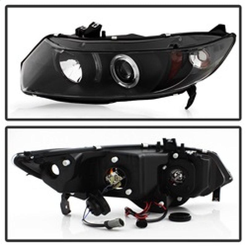 Spyder Honda Civic 06-08 2Dr Projector Headlights LED Halo Black High H1 Low H1 PRO-YD-HC06-2D-HL-BK - Corvette Realm