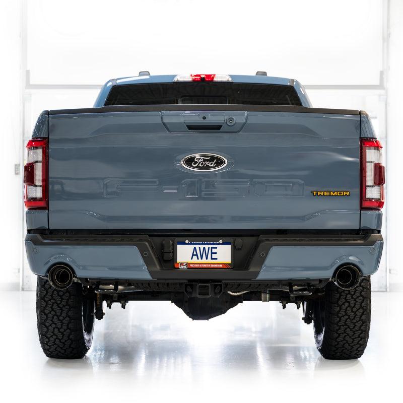 AWE Tuning 2021+ Ford F-150 Tremor (w/ Bumper Cutouts) 0FG Non-Resonated Catback -Diamond Black Tips - Corvette Realm
