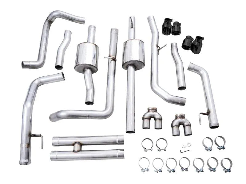 AWE Tuning 4th Gen GM 1500 6.2L 0FG Catback Split Rear Exit (w/ Bumper Cutouts) - Quad Diamond Tips - Corvette Realm