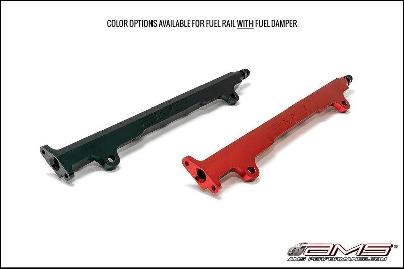 AMS Performance 08-15 Mitsubishi EVO X CNC Machined Aluminum Fuel Rail w/Pulsation Dampener - Red - Corvette Realm