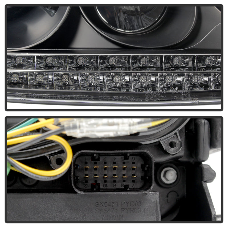 Spyder Porsche Cayenne 03-06 Projector Xenon/HID Model- DRL LED Blk PRO-YD-PCAY03-HID-DRL-BK