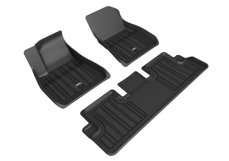 3D MAXpider 2020-2022 Tesla Model 3 Elitect 1st & 2nd Row Floormats - Black - Corvette Realm