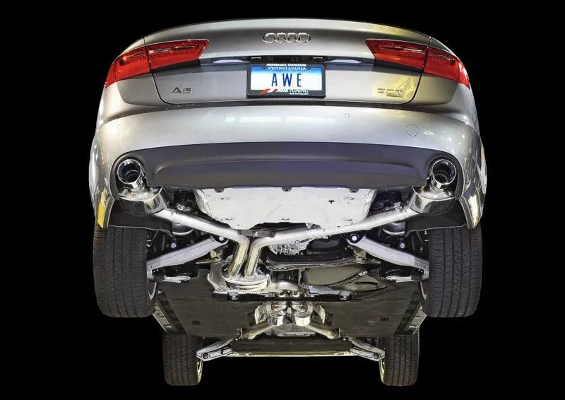 AWE Tuning Audi C7 A6 3.0T Touring Edition Exhaust - Dual Outlet Chrome Silver Tips - Corvette Realm