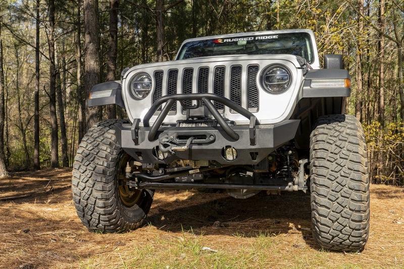 Rugged Ridge HD Bumper Stubby Front 07-18 Jeep Wrangler JK 18-20 Jeep Wrangler JL 2020 JT - Corvette Realm