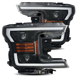 AlphaRex 18-19 Ford F-150 PRO-Series Proj Headlights Plank Style Gloss Blk w/Activ Light/Seq Signal - Corvette Realm