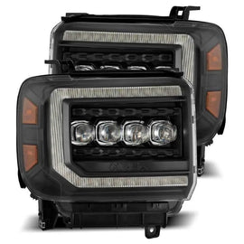 AlphaRex 14-18 GMC Sierra NOVA LED Proj Headlights Plank Style Black w/Activ Light/Seq Signal/DRL - Corvette Realm