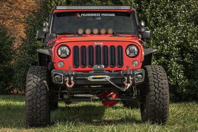 Rugged Ridge 07-18 Jeep Wrangler JK Arcus Front Bumper Set w/Tray & Hooks - Corvette Realm