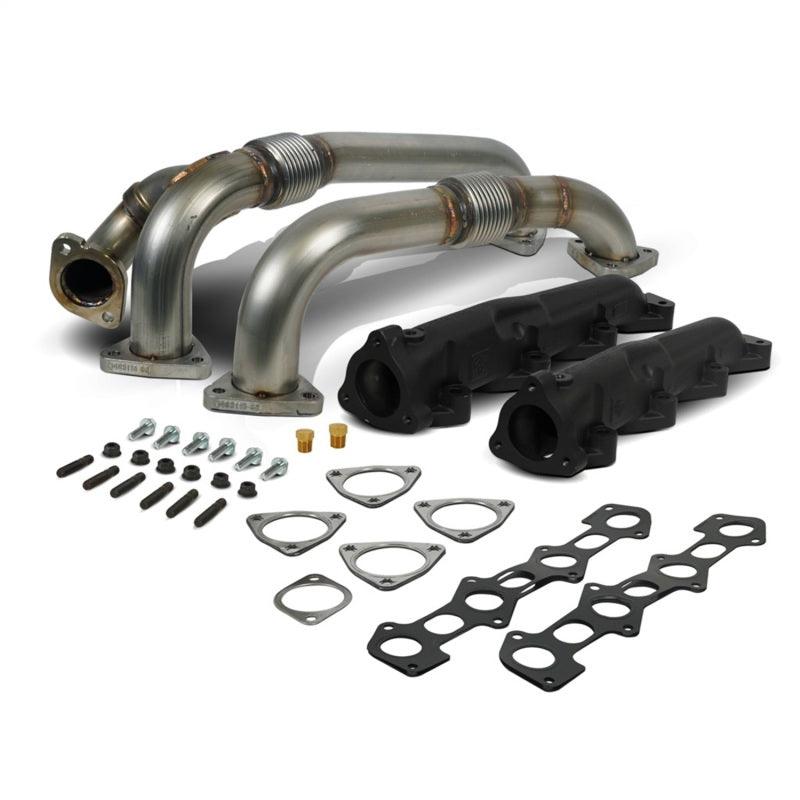 BD Diesel 08-10 Ford F-250/F-350/F-450/F-550 Powerstroke 6.4L Up Pipes Kit w/Manifold Set - Corvette Realm