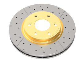 DBA 2020+ Chevrolet Silverado 1500 6.2L Front Drilled & Slotted Street Series Rotor w/Gold Hat
