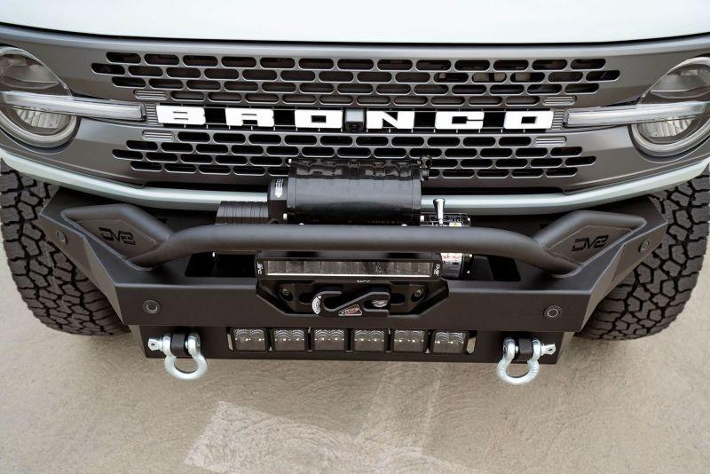 DV8 Offroad 2021+ Ford Bronco Modular Front Bumper Winch Capable w/ Auxiliary Light Mounts - Corvette Realm