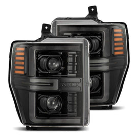 AlphaRex 08-10 Ford F250-550 LUXX-Series LED Projector Headlights Alpha-Blk w/Activ Light/Seq Signal - Corvette Realm