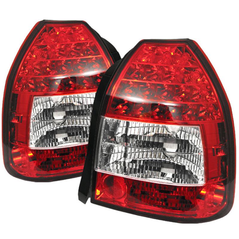 Spyder Honda Civic 96-00 3DR LED Tail Lights Red Clear ALT-YD-HC96-3D-LED-RC - Corvette Realm