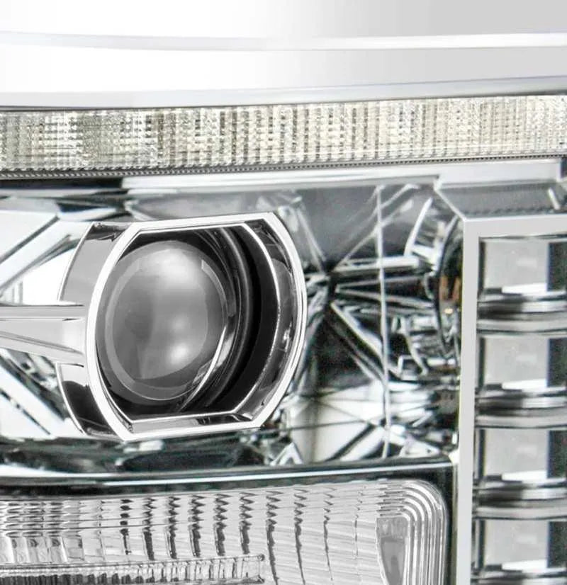 AlphaRex 11-16 Ford F-250 SD PRO-Series Projector Headlights Plank Style Design Chrome w/Seq Signal - Corvette Realm