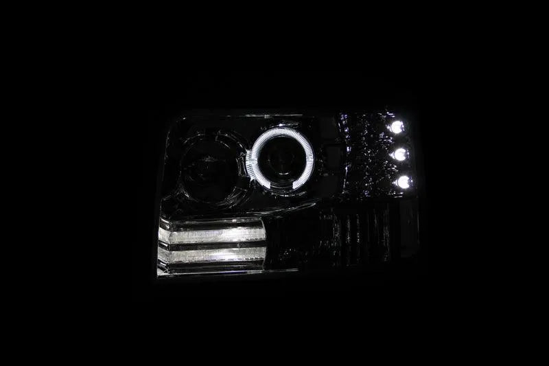 ANZO 1992-1996 Ford F-150 Projector Headlights w/ Halo Chrome w/ Side Markers and Parking Lights - Corvette Realm