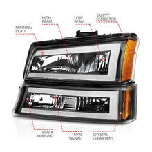 Load image into Gallery viewer, ANZO 2003-2006 Chevrolet Silverado 1500 Crystal Headlights w/ Light Bar Black Housing - Corvette Realm