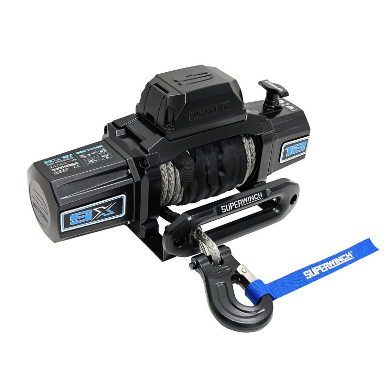 Superwinch 12000 LBS 12V DC 3/8in x 80ft Synthetic Rope SX12SR Winch - Semi Gloss Black