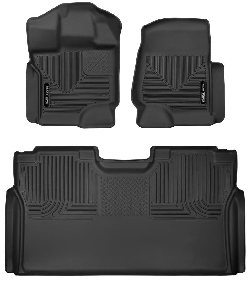 Husky Liners 15-23 Ford F-150 SuperCrew Cab X-Act Contour Front & 2nd Row Seat Floor Liners - Black - Corvette Realm