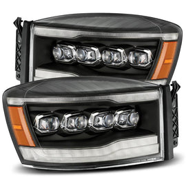 AlphaRex 06-08 Dodge Ram 1500HD NOVA LED ProjHeadlights Plank Style Blk w/Seq Signal/DRL/Amber LED - Corvette Realm