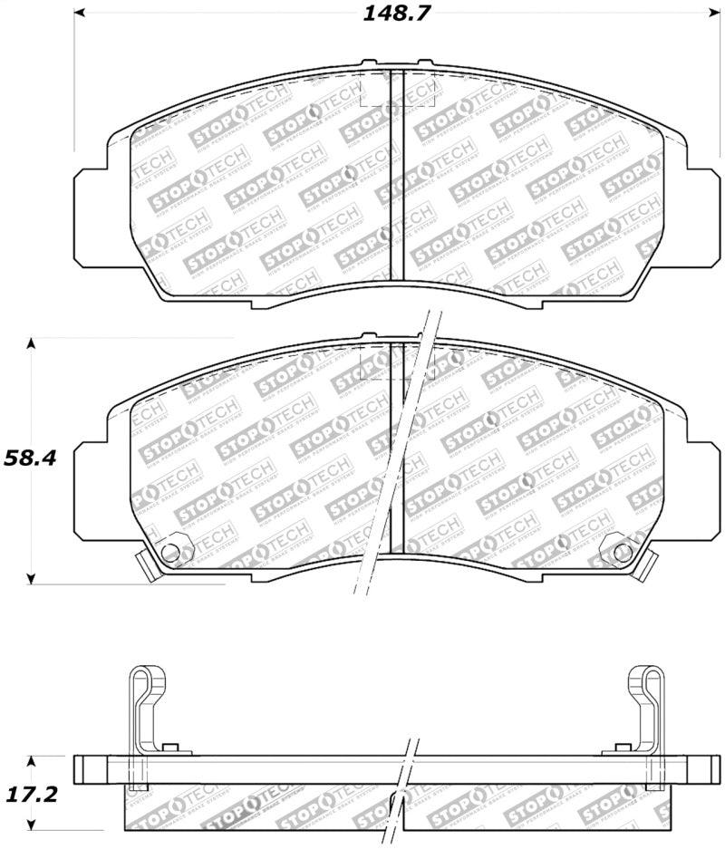 StopTech Street Touring 04-09 Acura TSX / 09 Accord V6 Coupe ONLY Front Brake Pads - Corvette Realm