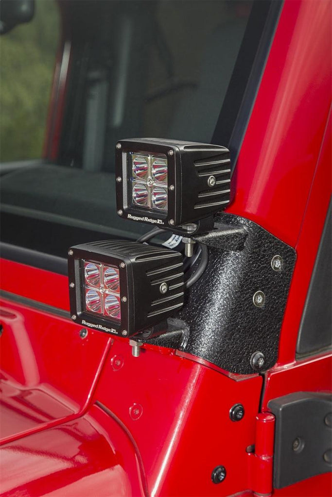 Rugged Ridge 97-06 Jeep Wrangler TJ Textured Black Dual A-Pillar Light Mount - Corvette Realm