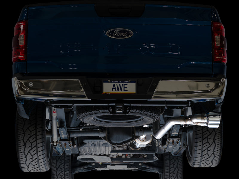 AWE 21-25 Ford F150 (14th Gen Reg Cab) Cat-Back Exhaust - 4.5in Dual Side Exit Chrome Tips