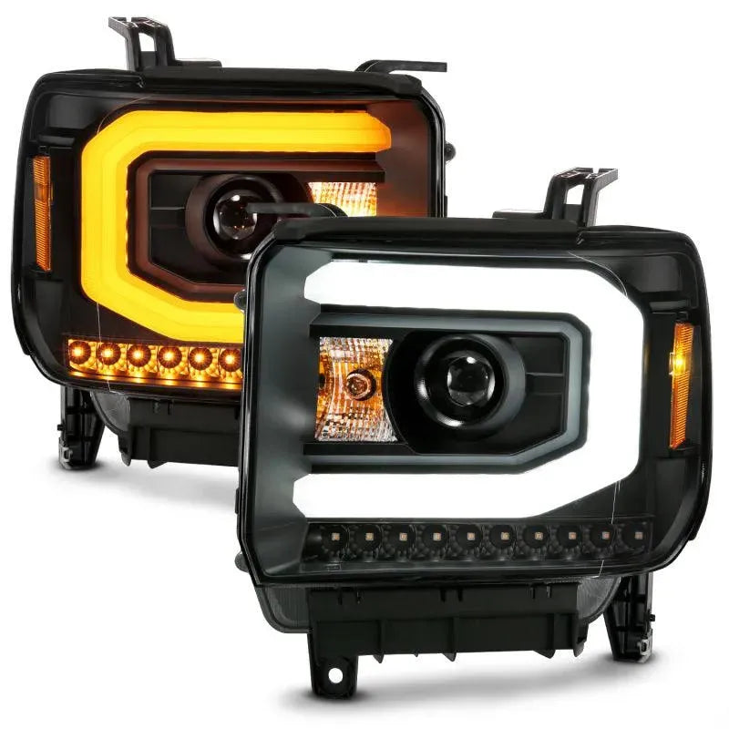 ANZO GMC SIERRA 1500 14-15 2500H/15-19 Projector Headlight Plank Style Black w/ Switchback (Halogen) - Corvette Realm