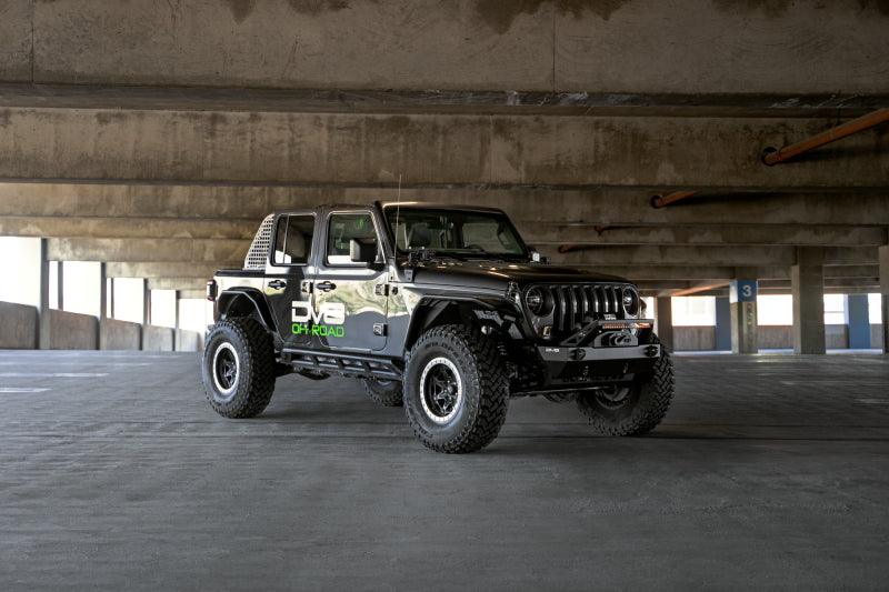 DV8 Offroad 07-23 Jeep Wrangler/Gladiator JT/JK/JL FS-25 Stubby Front Bumper w/Plated Bull Bar - Corvette Realm