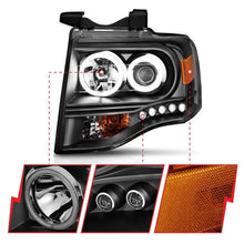 Load image into Gallery viewer, ANZO 2007-2014 Ford Expedition Projector Headlights w/ Halo Black - Corvette Realm