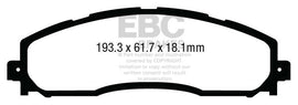 EBC 13+ Ford F250 (inc Super Duty) 6.2 (2WD) Extra Duty Rear Brake Pads - Corvette Realm