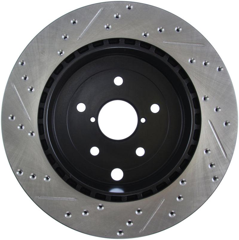 StopTech 08+ Subaru STI (Will Not Fit 05-07) Slotted & Drilled Sport Brake Rotor - Corvette Realm