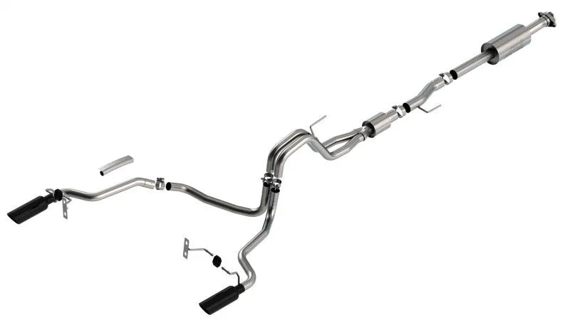 Borla F-150 21-25 5.0L 4dr CC SB EC STB Lariat/KR/Pltnm/LTD 3/2.25 SRE Cat-Back Exhaust S-Type Black Chrome Tips
