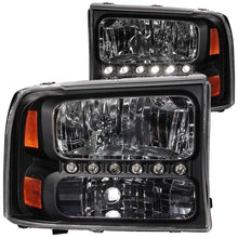 Load image into Gallery viewer, ANZO 2000-2004 Ford Excursion Crystal Headlights Black w/ LED 1pc - Corvette Realm