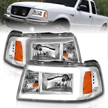 Load image into Gallery viewer, ANZO 2001-2011 Ford Ranger Crystal Headlights w/ Light Bar Chrome Housing - Corvette Realm
