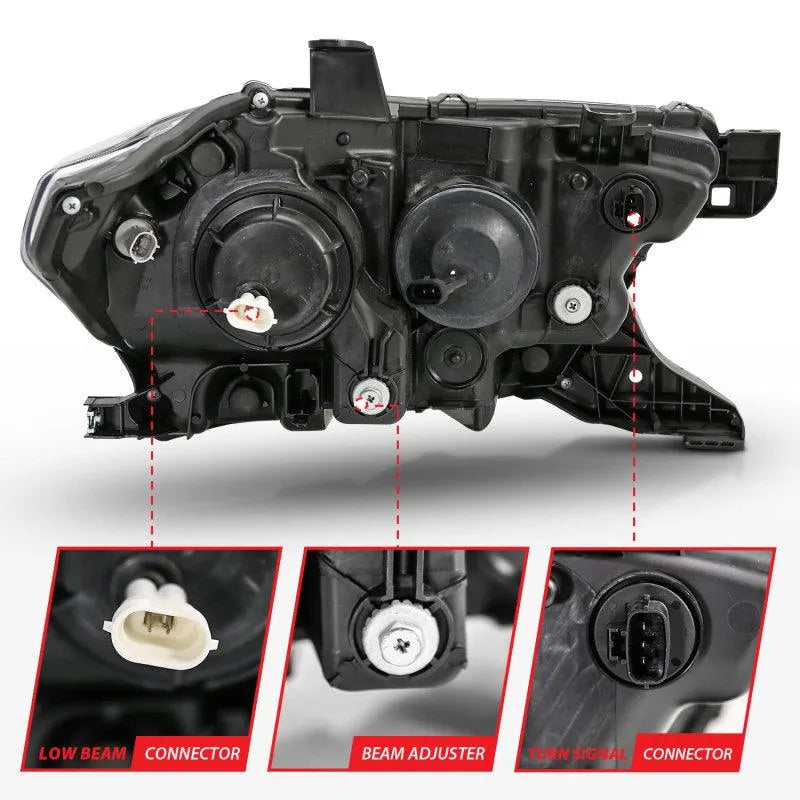ANZO 2016-2017 Toyota Tacoma Projector Headlights w/ Plank Style Switchback Black w/ Amber - Corvette Realm