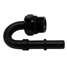 Load image into Gallery viewer, DeatschWerks 8AN ORB Male to 3/8in Male EFI Quick Connect Adapter 180-Degree - Anodized Matte Black - Corvette Realm