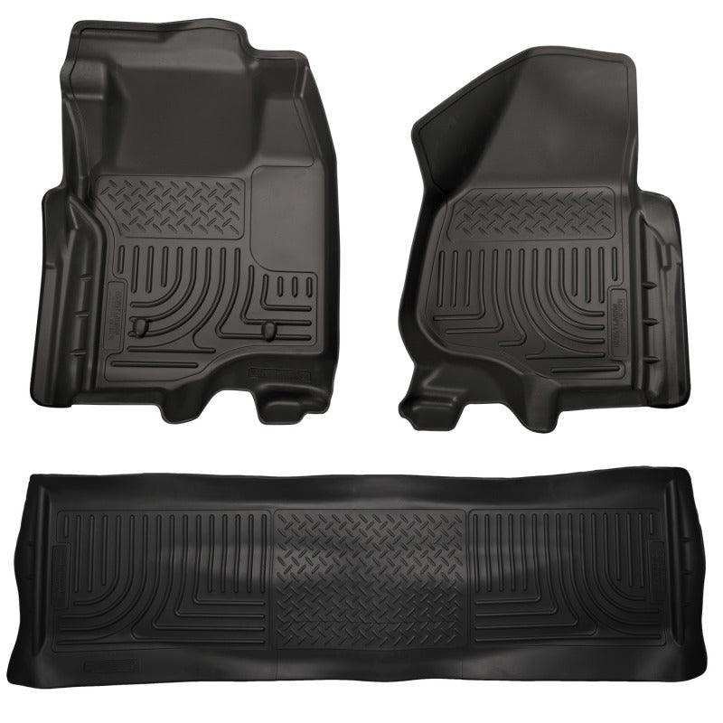 Husky Liners 11-12 Ford SD Crew Cab WeatherBeater Combo Black Floor Liners (w/o Manual Trans Case) - Corvette Realm