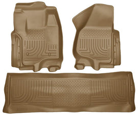 Husky Liners 2012.5 Ford SD Crew Cab WeatherBeater Combo Tan Floor Liners (w/o Manual Trans Case) - Corvette Realm
