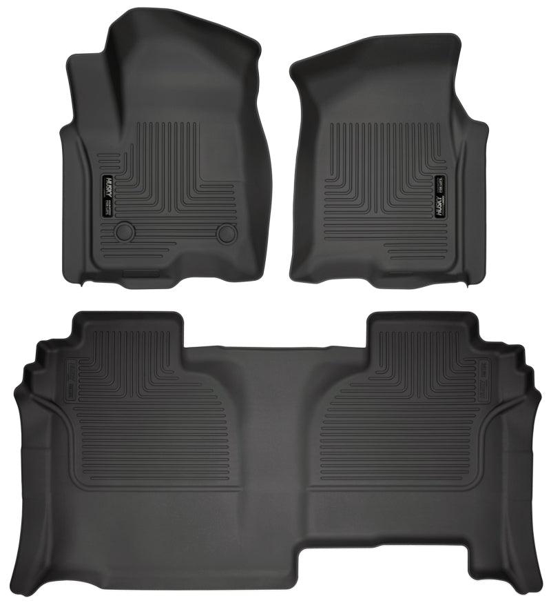 Husky Liners 19-23 GMC Sierra 1500 Double Cab Weatherbeater Black Front & 2nd Seat Floor Liners - Corvette Realm