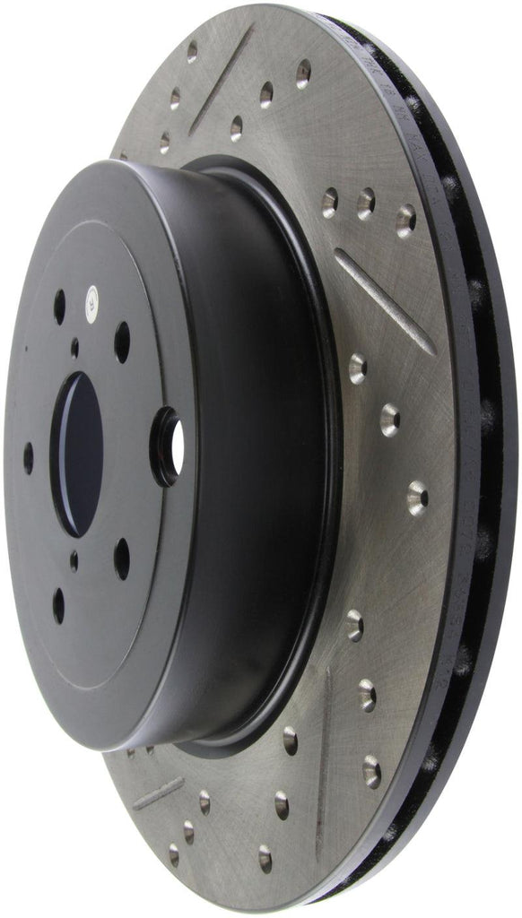 StopTech 08+ Subaru STI (Will Not Fit 05-07) Slotted & Drilled Sport Brake Rotor - Corvette Realm