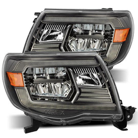 AlphaRex 05-11 Toyota Tacoma LUXX Crystal Headlights Plank Style Alpha Black w/Activation Light/DRL - Corvette Realm