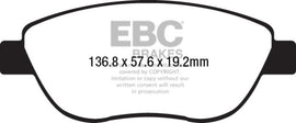 EBC 14-17 Fiat 500 Redstuff Ceramic Low Dust Front Brake Pads - Corvette Realm