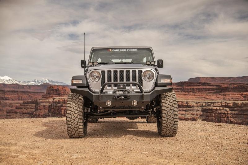 Rugged Ridge HD Bumper Full Width Front 07-18 Jeep Wrangler JK 18-20 Jeep Wrangler JL 2020 JT - Corvette Realm