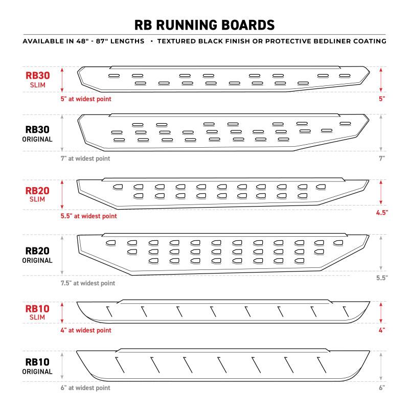 Go Rhino RB20 Slim Running Boards - Universal 68in. - Tex. Blk - Corvette Realm