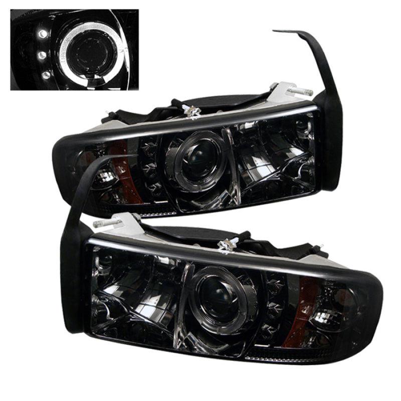 Spyder Dodge Ram 1500 94-01 94-02 Projector Headlights LED Halo LED Smke PRO-YD-DR94-HL-AM-SMC - Corvette Realm