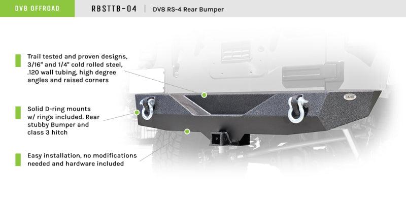 DV8 Offroad 07-18 Jeep Wrangler JK Steel Mid Length Rear Bumper - Corvette Realm