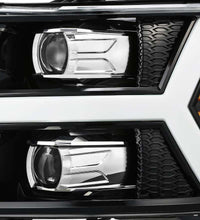 Load image into Gallery viewer, AlphaRex 07-13 Chevy 1500 LUXX LED Proj Headlights Plank Style Jet Blk w/ Activ Light/Seq Signal/DRL - Corvette Realm